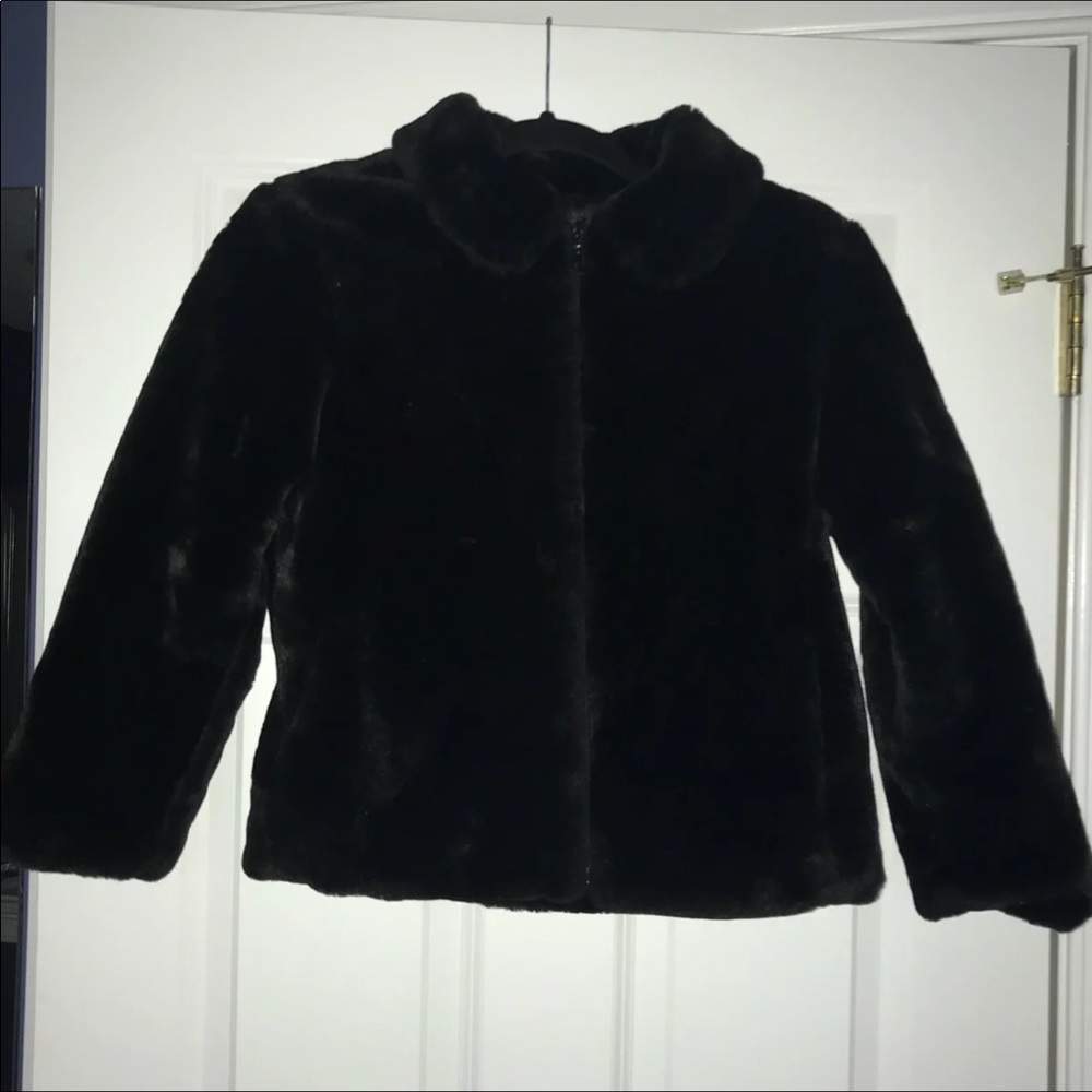 Girls GAP Black Faux Fur Jacket